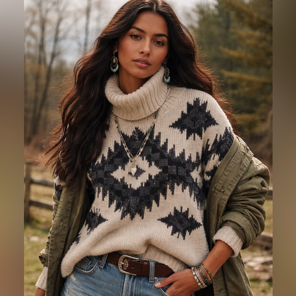Ralph Lauren Denim & Supply Southwestern Knit Turtleneck Sweater – Size S/P